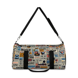Bags - Bold Newspaper Pattern Oxford Canvas Duffel Bag - Dipaliz