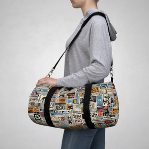 Bags - Bold Newspaper Pattern Oxford Canvas Duffel Bag - Dipaliz