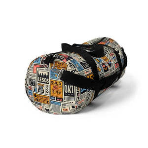 Bags - Bold Newspaper Pattern Oxford Canvas Duffel Bag - Dipaliz