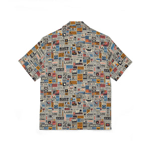 Newspaper Style Hawaiian Camp Shirt - Linen Texture - Dipaliz - Shirts - Xs