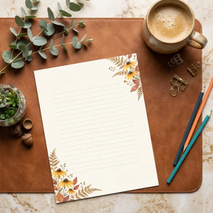 Black-eyed susan and fern magnetic notepad | 50-page tear-away lined pad | fridge or desk - notepads