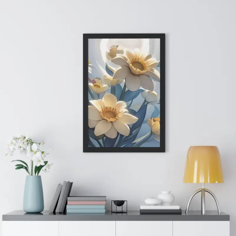 Transform your Space with Blooming White Flowers Framed Poster