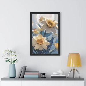 Framed Vertical Poster White Flowers 200gsm Paper Art - Dipaliz - Posters Prints & Visual Artwork