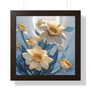 Framed Vertical Poster White Flowers 200gsm Paper Art - Dipaliz - 16″ x / Walnut - Posters Prints & Visual Artwork