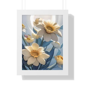 Framed Vertical Poster White Flowers 200gsm Paper Art - Dipaliz - 12″ x 16″ / Posters Prints & Visual Artwork