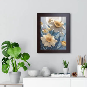 Framed Vertical Poster White Flowers 200gsm Paper Art - Dipaliz - Posters Prints & Visual Artwork
