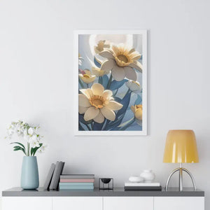 Framed Vertical Poster White Flowers 200gsm Paper Art - Dipaliz - Posters Prints & Visual Artwork