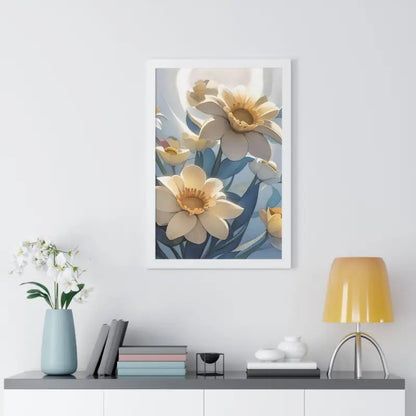 Transform your Space with Blooming White Flowers Framed Poster