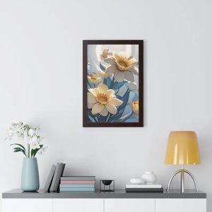 Framed Vertical Poster White Flowers 200gsm Paper Art - Dipaliz - Posters Prints & Visual Artwork