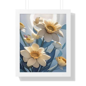 Framed Vertical Poster White Flowers 200gsm Paper Art - Dipaliz - 16″ x 20″ / Posters Prints & Visual Artwork