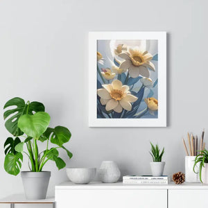 Framed Vertical Poster White Flowers 200gsm Paper Art - Dipaliz - Posters Prints & Visual Artwork