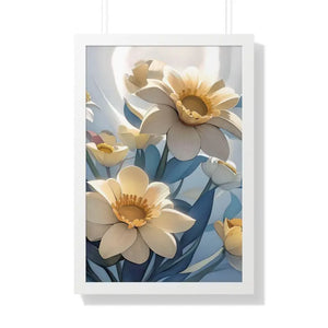 Framed Vertical Poster White Flowers 200gsm Paper Art - Dipaliz - 20’’ x 30’’ / Posters Prints & Visual Artwork