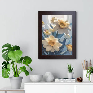 Framed Vertical Poster White Flowers 200gsm Paper Art - Dipaliz - Posters Prints & Visual Artwork