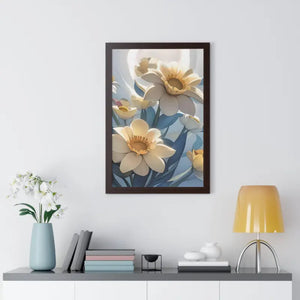 Framed Vertical Poster White Flowers 200gsm Paper Art - Dipaliz - Posters Prints & Visual Artwork
