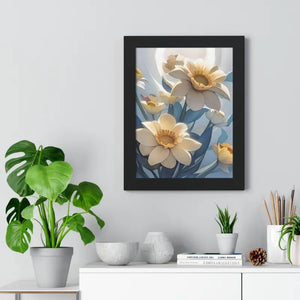 Framed Vertical Poster White Flowers 200gsm Paper Art - Dipaliz - Posters Prints & Visual Artwork