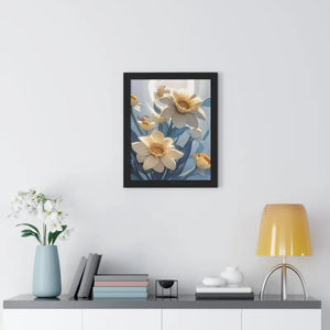 Framed Vertical Poster White Flowers 200gsm Paper Art - Dipaliz - Posters Prints & Visual Artwork