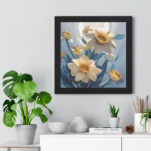 Framed Vertical Poster White Flowers 200gsm Paper Art - Dipaliz - Posters Prints & Visual Artwork