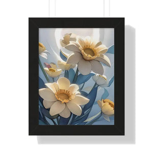 Framed Vertical Poster White Flowers 200gsm Paper Art - Dipaliz - 11’’ x 14’’ / Black - Posters Prints & Visual Artwork