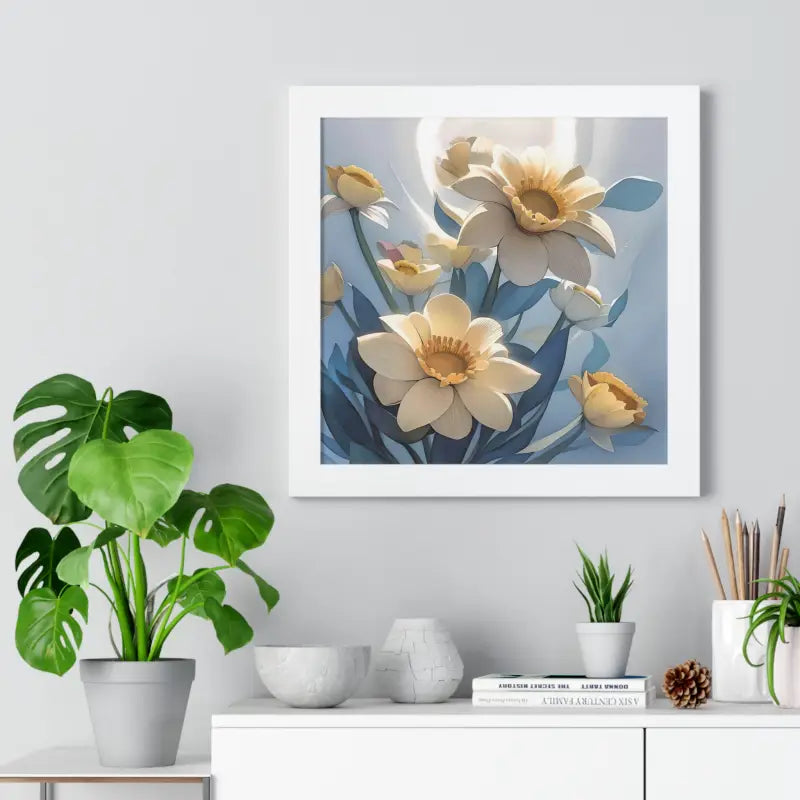 Transform your Space with Blooming White Flowers Framed Poster