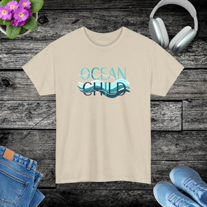 Coastal Ocean Child Tee - Wave Graphic Cotton Shirt - Dipaliz - T-shirts
