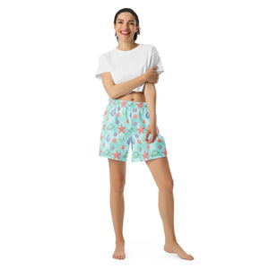 Ocean Print Unisex Athletic Shorts | Upf50+ Recycled Fabric Long - Xs