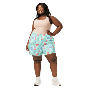 Ocean Print Unisex Athletic Shorts | Upf50+ Recycled Fabric Long - Xs
