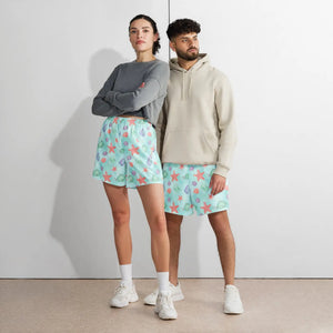 Ocean Print Unisex Athletic Shorts | Upf50+ Recycled Fabric Long - Xs