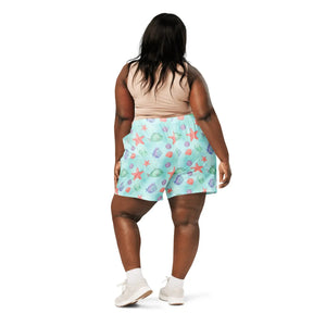 Ocean Print Unisex Athletic Shorts | Upf50+ Recycled Fabric Long - Xs