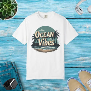 Ocean Vibes Unisex Garment-dyed T-shirt - Vibrant Summer Style - Dipaliz - White / s - T-shirts