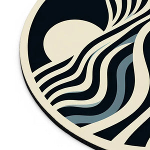 Ocean Waves Artistic Mouse Pad - Coastal Vibes Desk Mat - Dipaliz - one Size / Round - Pads