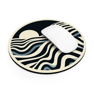 Ocean Waves Artistic Mouse Pad - Coastal Vibes Desk Mat - Dipaliz - one Size / Round - Pads