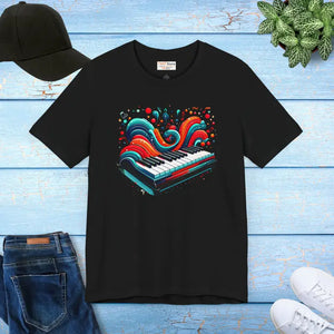 T-shirt - Ocean Waves Piano Unisex Jersey Tee - Artistic Comfort - Dipaliz Black / Xs