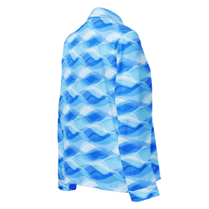 Ocean Waves Long Sleeve Pajama Top with Chest Pocket - Dipaliz - Pajamas