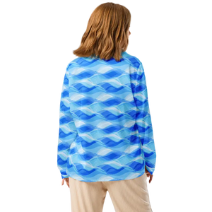 Ocean Waves Long Sleeve Pajama Top with Chest Pocket - Dipaliz - Pajamas