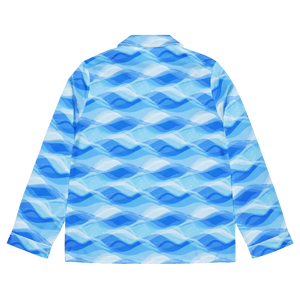 Ocean Waves Long Sleeve Pajama Top with Chest Pocket - Dipaliz - Pajamas