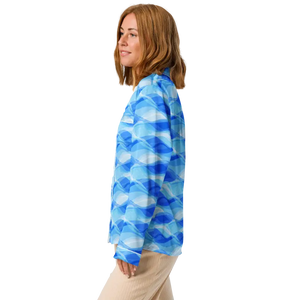 Ocean Waves Long Sleeve Pajama Top with Chest Pocket - Dipaliz - Pajamas
