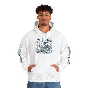 Cozy Whale Art Hoodie - Oceanic Beach Vibes - Dipaliz - Hoodies