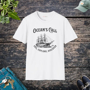 Oceans Call Tee - Soft Cotton Sail Explore Discover - Dipaliz - White / s - T-shirts