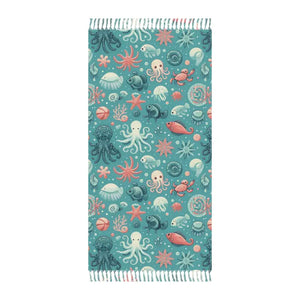Boho Beach Bliss Marine Life Blanket - Soft Polyester - Dipaliz - 38’’ × 81’’ / Towels