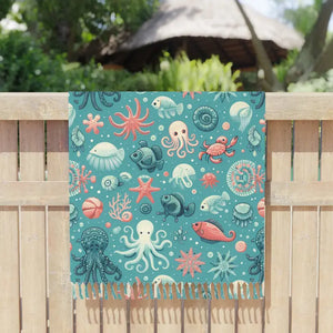 Boho Beach Bliss Marine Life Blanket - Soft Polyester - Dipaliz - 38’’ × 81’’ / Towels