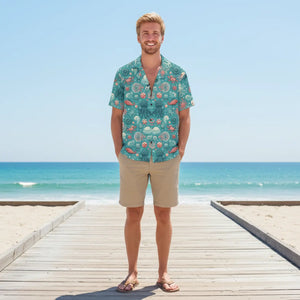 Vibrant Marine-themed Hawaiian Camp Shirt - Ocean Charm - Dipaliz - Shirts - Xs