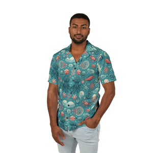 Vibrant Marine-themed Hawaiian Camp Shirt - Ocean Charm - Dipaliz - Shirts - Xs