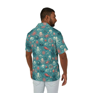 Vibrant Marine-themed Hawaiian Camp Shirt - Ocean Charm - Dipaliz - Shirts - Xs