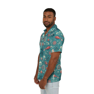 Vibrant Marine-themed Hawaiian Camp Shirt - Ocean Charm - Dipaliz - Shirts - Xs