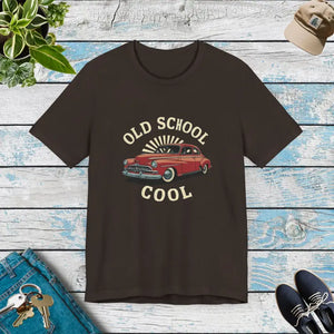 Old School Cool Car Vintage Vibes Unisex Jersey Tee - Dipaliz - Brown / s - T-shirts