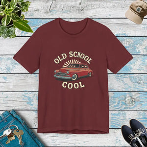 Old School Cool Car Vintage Vibes Unisex Jersey Tee - Dipaliz - Heather Cardinal / Xl - T-shirts