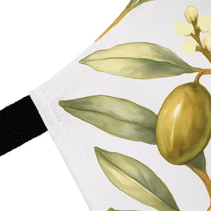 Olive Branch Apron, Mediterranean Kitchen Floral Print Cooking - Aprons