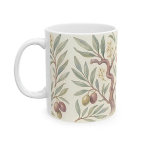 Vintage Olive Branch Ceramic Mug - Botanical Gift - Dipaliz - Mugs