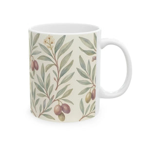 Vintage Olive Branch Ceramic Mug - Botanical Gift - Dipaliz - Mugs