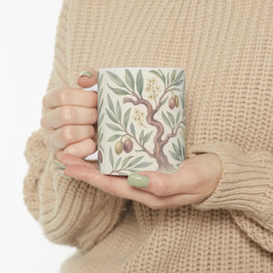 Olive Branch Ceramic Mug - Mediterranean Mornings - Dipaliz - 11oz